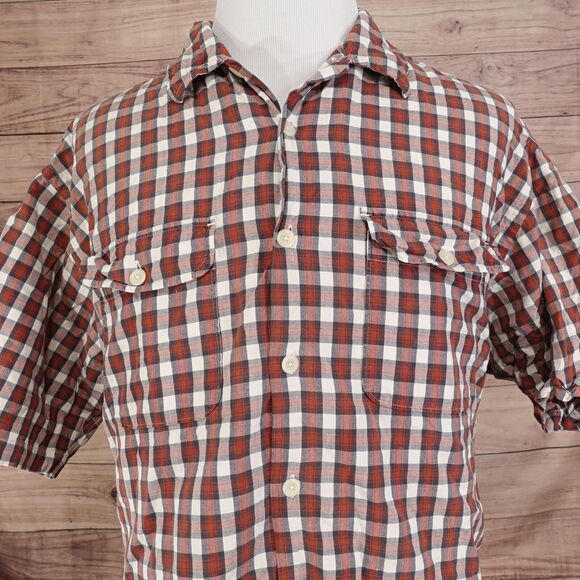 ABERCROMBIE & FITCH BIG SHIRT SHORT SLEEVE PLAID BUTTON DOWN SHIRT MENS XL - Picture 1 of 6
